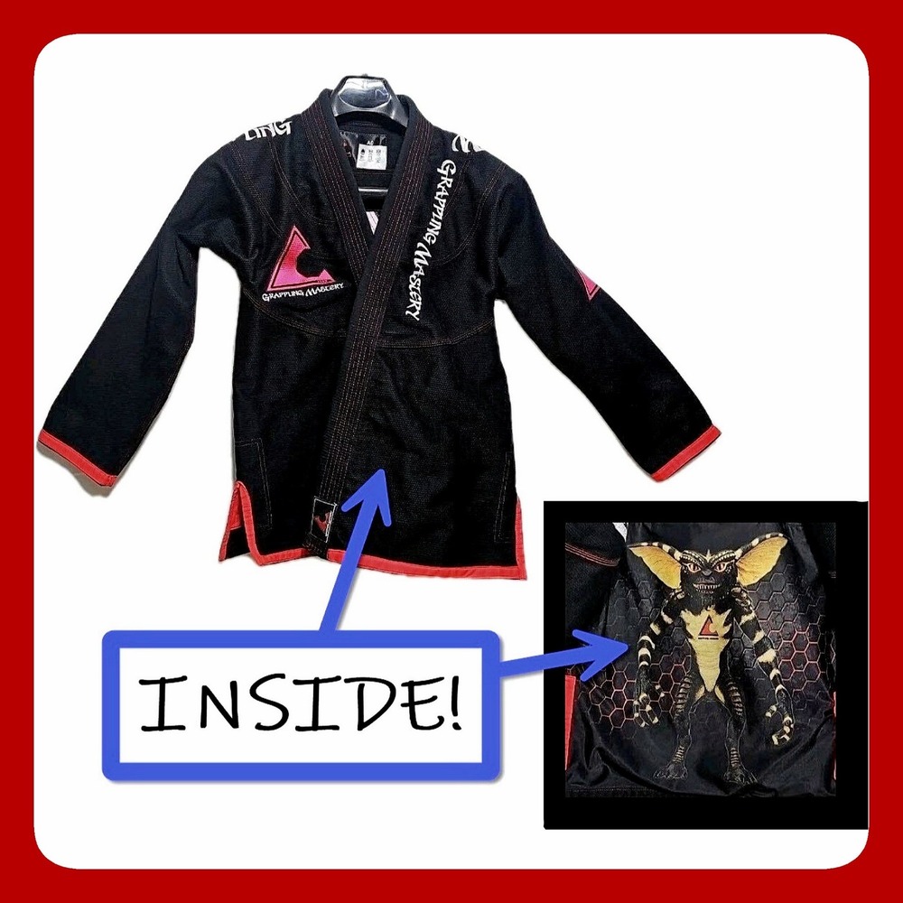 Grappling Mastery‎ BJJ Gi Jacket Gremlins Black Red Size A0 accents internal